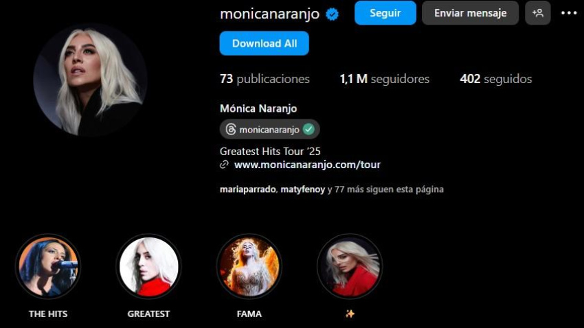 Mónica Naranjo: así es la bio de su perfil de Instagram