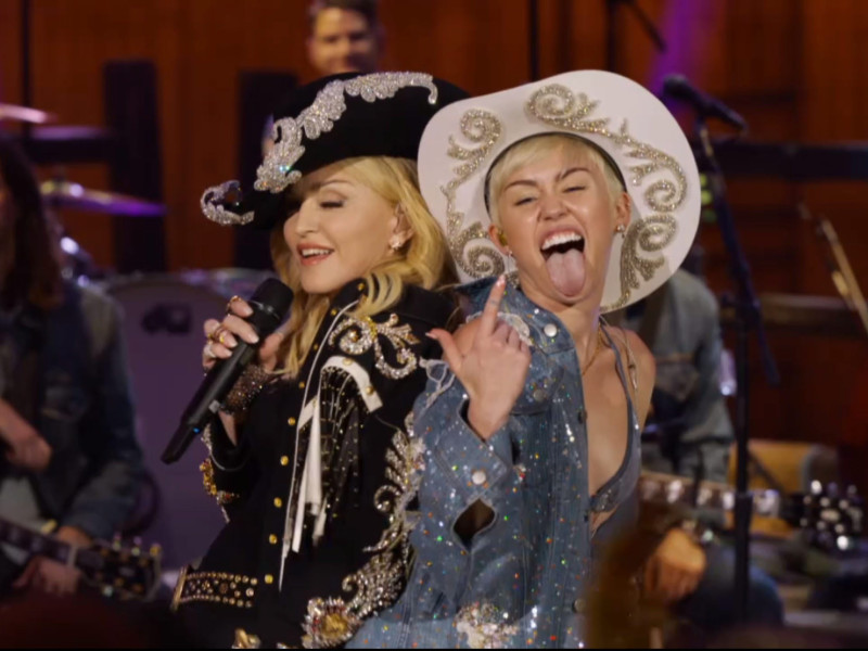 Madonna and Miley Cyrus **** Strictly Not Available for USA *** Miley Cyrus is unplugged on Mtv with a Little Help from Madonna. The Wrecking Ball Singer was joined on Stage by the material Girl To Close The Show With A Medley Performance of Don's Tell Me/We Can't Stop. And the pair put on remove Show as They Writhed Against Each Other and Miley The Spanked Madonna's Backside. Miley Also Performed Several Other Songs Including Wrecking Ball, Jolene, 4x4, Do My Thang, Get It Right and Drive. And Miley Made Sure The Entire Unplugged Show was Ray as She Twerked Against A Pantomime Horse, Stuck Her Tongue Out and Stripped Down To Just A Bra.xposure Photos Does Not Claim Any Copyright Or Litense In The Attached Material. Any Downloading Fees Charged by Xposure Are for Xposure's Services Only, and Do Not, Nor Are They intended to, convey to the User Any Copyright or License in the material. By Publishing This Material, The User Expressly Agares to indemnify and To Hold Xposure Harmless from Any Claims, Demands, Or Causes of Action Arising Out of Or Connected in Any Way With User's Publication of the Material. Byline must read: mtv/xposurepphotos.complease credit as byline *uk clients must call prior to tv or online usage please telephone 44 208 370 0291