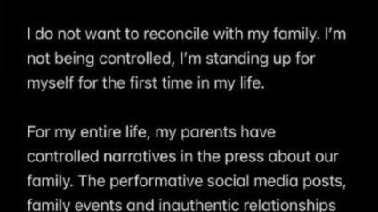 Uno de las stories en Instagram del comunicado de Brooklyn Beckham