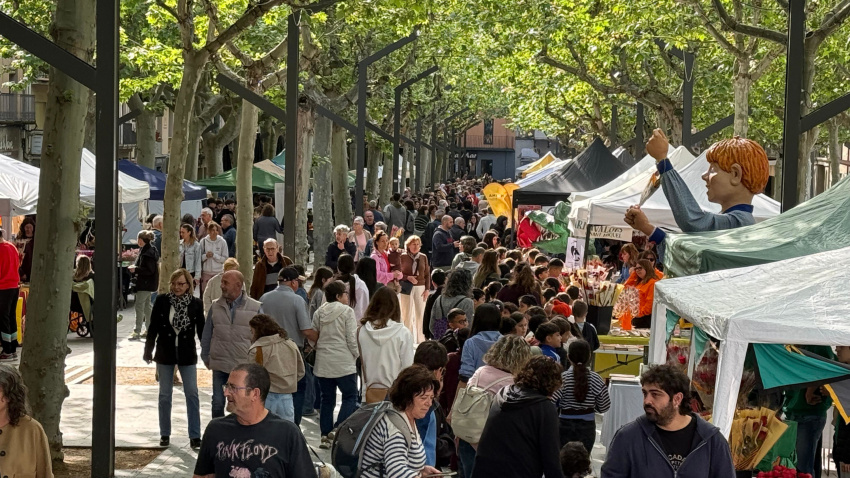 El Firal d'Olot ple de gent per Sant Jordi