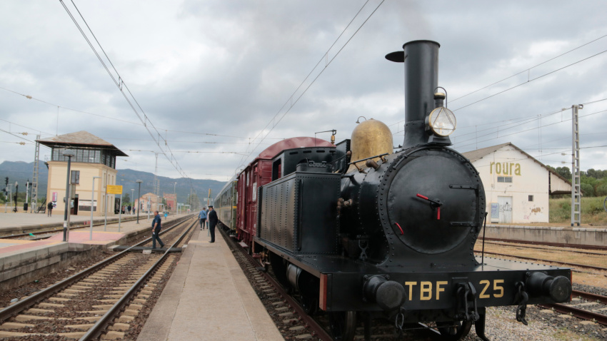 Una de les locomotores de vapor en marxa