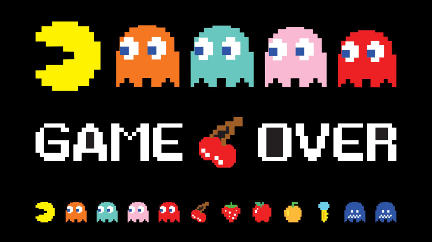 MP15PK Game over screen of Pac man. COPYRIGHT: Namco