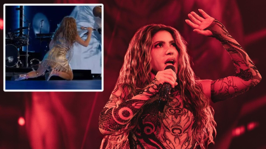 Shakira y su aparatosa caída, que quedó en un susto, sobre el escenario en El Salvador