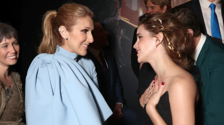 Céline Dion y Emma Watson en la premiere de la versión de acción real de 'La bella y la bestia', en 2017