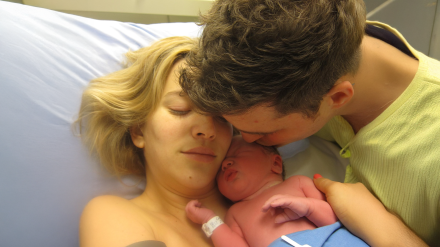 Michael Bublé y Luisana Lopilato el día del nacimiento de su hijo Elías