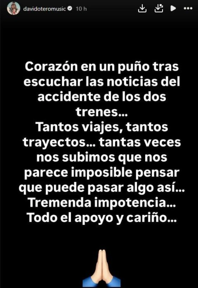 David Otero, conmovido por el accidente de tren en Córdoba