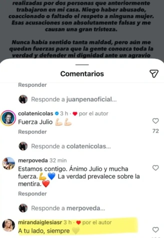 El mensaje de apoyo de Miranda Rynsburger, mujer de Julio Iglesias