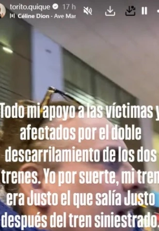 El mensaje de condolencias de Torito a lasa víctimas del accidente de tren en Adamuz