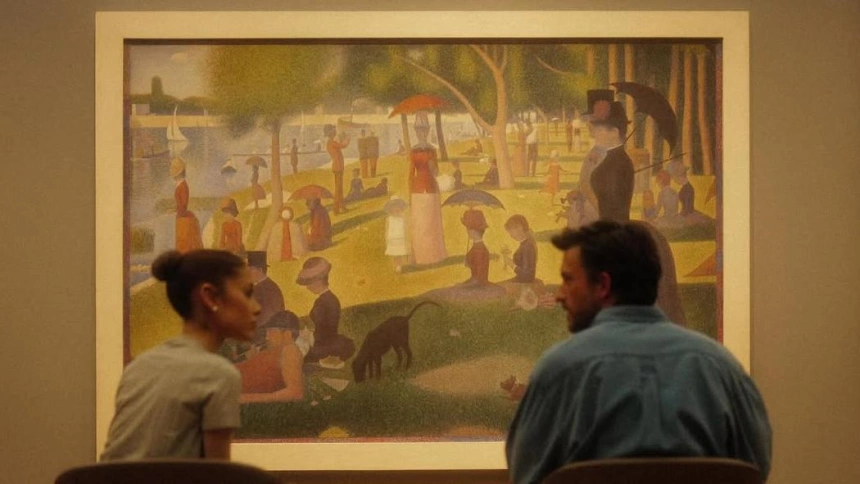 Ariana Grande y Jonnathan Bailey frente a 'Una tarde de domingo en la isla de La Grande Jatte' de Seurat