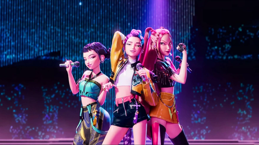 3CNK3XD USA. A scene from (C)Netflix new series- KPop Demon Hunters (2025). Plot: A world-renowned K-Pop girl group balance their lives in the spotlight with their secret identities as demon hunters.Ref: LMK106-J11247-030925Supplied by LMKMEDIA. Editorial Only.Landmark Media is not the copyright owner of these Film or TV stills but provides a service only for recognised Media outlets. pictures@lmkmedia.com